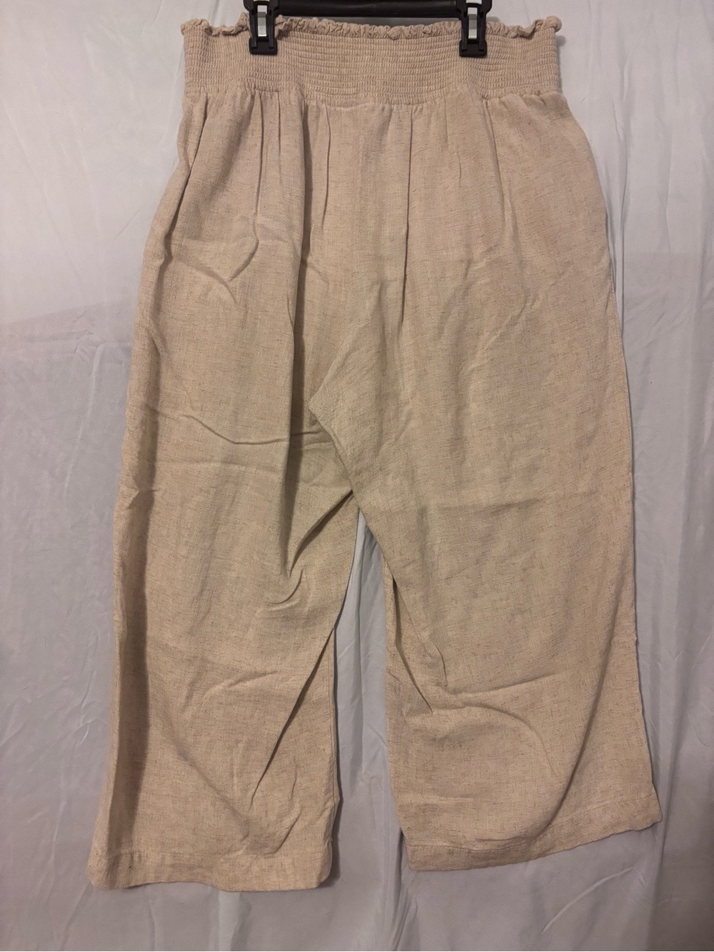 Simply Vera Vera Wang Neutral Beige Smocked Waist Pants Size Large - Picture 2 of 6